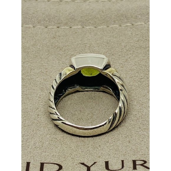David Yurman 925 Sterling Silver 14K Yellow Gold Peridot  Cable Dome Ring 6.5 - Picture 4 of 7
